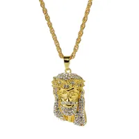 ładna biżuteria hip hop lanced out łańcuchy kryształ jezusa Chrystus kawałek głowy twarz wisiorki naszyjniki złoto łańcuch dla mężczyzn biżuteria