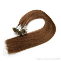 8A 100S / PACK 18 "20" 22''24''remyhuman Hair Nail Tip / U Tip Tip Human Hair Extensions # 4 # 6 # 8 dunkelbraun