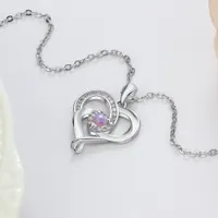 Partihandel-Romantiskt hjärta Pink Opal Hängsmycke Necklace 925 Sterling Silver Halsband för kvinnor Smycken Gift för älskare / mor (Lam Hub Fong)