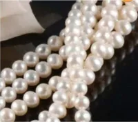 7-8MM Natural White Akoya Cultured Pearl Loose Beads 15&quot;