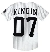 Adam Si Tun 07 Son Kings Beyzbol Tshirt Tyga Formalar Siyah Beyaz Unsex Erkek Kadın Hip Hop Stil Tees Tops Rap Tişörtleri Trend