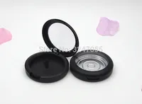 59mm matt svart plast tom kosmetisk blusher kompakt, rund frostat svart smink ögonskugga behållare, läppstift fall