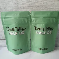 Devils Alface Half Oz Bag DevilsLettuce 3.5 Mylar Bags 1/2oz de bolsa à prova de crianças zip aeronave à prova de criança para embalagem de ervas secas