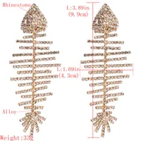 Mode-multilayer set diamant fishbone oorbellen vrouwelijke klauw ketting mode oorbellen bohemian stijl