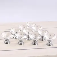 Clear 30mm Diamond Shape Design Crystal Glass Door Knobs Cupboard Drawer Cabinet Wardrobe Pull Handle Knobs LX1820