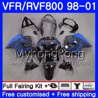 هيكل لهوندا اعتراضية VFR800R Blue flames new VFR800 1998 1999 2000 2001 259HM.23 VFR 800RR VFR 800 RR VFR800RR 98 99 00 01 Fairing kit