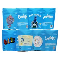 Cookies California SF 3.5G Mylar Childproof 420 Flower Packaging Påsar Cheetah Piss Gelatti Gary Payton London Pound Cake Cereal Milk Package