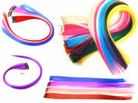 Ny Straight Colored Colorful Clip-In Clip On In Hair Extension Womens Slumpmässig Färg Lila Red Hot Sale