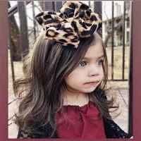 Nova Europa Bebê Meninas Big Bow Headband Crianças Elastic Bowknot Hairband Crianças Bandanas Leopard Head Banda Acessório de Cabelo 14947