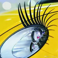 3D Büyüleyici Siyah Yanlış Eyelashes Sahte Göz Kirpik Sticker Araba Far Dekorasyon Komik Çıkartması İçin Beetle en araba