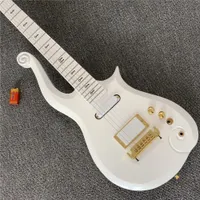 Envío gratis Super Rare Prince Cloud Sparkle Pearl Blanco Guitarra eléctrica Alder Body, cuello de arce, incrustación de símbolo negro, envolver alrededor de la pieza de la trasera,