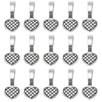 500Pcs Antique Silver Glue on Heart Bails Jewelry Scrabble Glue On Earring Bails Glass Tiles Pendants for Jewelry Making 19*9MM