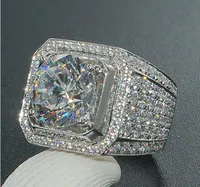 Męski pierścień Hip Hop Biżuteria Cyrkon Iced Out Pierścionki Luksusowe Cut Topaz CZ Diament Pełny Gemstones Mężczyźni Band Wedding Band Ring Fashion Jewellry