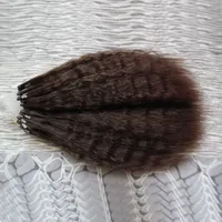 Yaki grosseiro não processado Brasileiro cabelo virgem micro anel de loop 100% extensão de cabelo humano kinky straight 100s / pacote