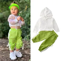 1-6t Toddler Kids Baby Girl Summer Outfits Infant Desets Sets Net Hooded T-Shirt Tops Pants Outfit Casual Sets Girls Tracksuits