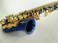 New SUZUKI E Flat Instrument de musique Eb Alto Saxophone exquis sculpté Bleu Corps Laque Laque Gold Key Sax avec étui