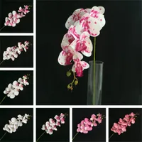 PU Einzel Stem Orchid (9 Köpfe / Stück) Künstliche Blumen Phalaenopsis Real Touch Schmetterlingsorchidee für Hochzeit Mittel