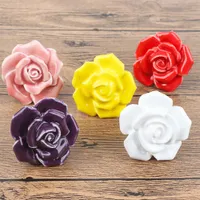 5шт/установленные керамические розы ручки формы цветов для мебели дверной ручки шкафы ручки и ручки шкаф