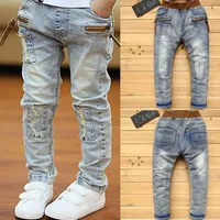 Ienens 5-13y crianças meninos roupas de jeans skinny calças clássicas crianças tendências de roupas de jeans comprimento