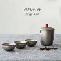 Pytitans 6шт Титановый чайный набор Портативный чайник чайник чайные чашки Титановый китайский чайный набор