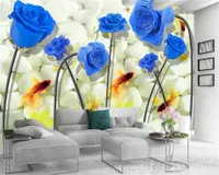 3d Flower Wallpaper Luxury Премиум Blue Rose настроить свой любимый романтический украшения интерьера обои