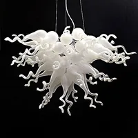 Handmade Blown Murano Galss Modern White Chandelier Pendant Lamps Italy Design Customized Glass Hanging LED Cheap Lightings for Home Decor