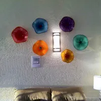 100% handgeblasene Murano -Glashängelteller Wandlampen Brunnen farbige Blume W All Kunst modernes Licht für Wohnzimmer Innenhaus H otel Villa
