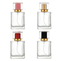 Hoogwaardige 50 ml vierkante glas navulbare parfumfles lege kleurrijke make-up verstuiver pomp spuitflessen gratis verzending