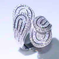 Dimensione 5-10 gioielli di lusso 925 sterling argento bianco topazio cz diamante pietre preziose eternity party women wedding band finger anello per gli amanti del regalo