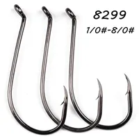 1/0# -8/0# 8299 Hook de pulpo High Carbon Steel Barbed Hooks Fishbooks Asian Carp Fishing Gear 200 piezas/lot