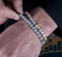 14K guldpläterad 5mm Micro Pave Cubic Zirconia tennisarmband med låslås 7inch 8inch glänsande diamanter Hip hop armband mode smycken