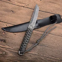 Toppkvalitet Små Katana Fixed Blade Kniv 440c Tanto Blades Full tant Paracord Hantera raka knivar med lädermantel
