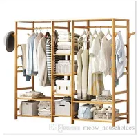 Bambu Förvaring Skåp Mottagande Enkel Garderob Montering Skåp Locker Dubbel Garderob Gratis Kombination Multifunktionell Garderob