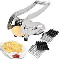 French Fry Cutter with 2 Blades Stainless Steel Potato Slicer Cutter Chopper Potato Chipper for Cucumber Carrot Kitchen Vegetable Tools