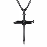 Smycken rostfritt stål kors halsband för män religiösa guld silver svart nagel kors hängande män halsband smycken länk kedja gb1440