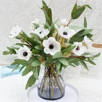 Artificial Anemone Real Touch Anemone Artificial Anemone Bouquet Wedding Centerpiece Table Decorations Home Garden Decorative Flower