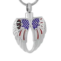 İnsan külleri Urn Tutucu Keepsaker Mücevher kremasyonu Urn gerdanlığı Amerikan Bayrağı kremasyonu kolye Takı Angel Wings Tüy Kalp