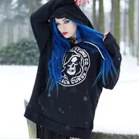New High Quality Women Hoodies Gothic Punk Long-sleeved Hoodie Sweater Women Dark Death Skeleton Bf Girl Harajuku Loose Tops S M L