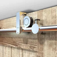 5-8ft Top Deckenmontage gebürstet Edelstahl Holz Gleitreste Tür Hardwarehalterung