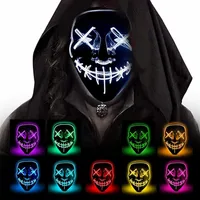 10 kleuren halloween masker v voor Vendetta LED Licht op Party Maskers The Purge Election Year Great Funny Masks Cosplay Supplies Glow in Dark