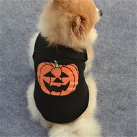 Popular Pet Puppy Cat Party Outfit Pumpkin Printing Dog Tank Merry Halloween Pets Clothing XS S M L Tamaño 4 3ye E1