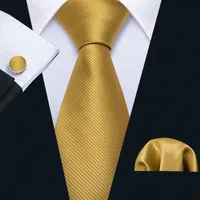 Envío rápido Seda Juego de corbatas de seda amarillo sólido tweed mas al por mayor clásico jacquard tejido corbata bolsillo pañuelo cuadrado gemelos de boda N-5244