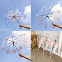 Прозрачные зонты ветрозащитный Длинные ручки зонтика Четкие цветок Letters Printed Зонт ПЭО дождя Зонтики для девочек