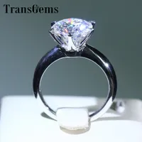 Transgems 14k White Gold 3 Carat Diameter 9mm F Color Moissanite Engagement Ring For Women Solitare Engagement Ring Y19061203