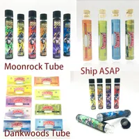 Moonrock Glass Tube Preroll gewrichtsverpakking Dankwoods Dry Herb Verpakking Buizen Plastic Cap 120 * 21mm 510 Draad Vape Cartridges Verpakking