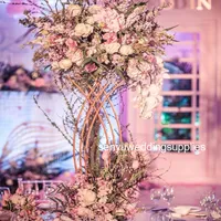 Ny stil metall blomma piedestal stativ bröllop dekoration guld väg ledning till salu bord dekoration centerpieces senyu0206