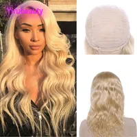 Peruvian Human Hair Lace Front Wig Blonde Color 613# Virgin Hair Body Wave Wigs 10-32inch Cheap Hair Products
