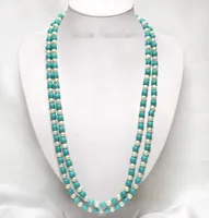 Envío libre maravilloso 60 "blanco perlas Piedra Natural collar nuevo