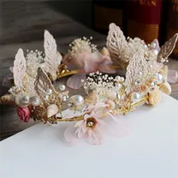 Fashion-Mermaid Crown Wreaths Wedding Prom Bride Hair Jewelry Accessories Flower Princess Girl Birthday Tiara Hair Decoration S918