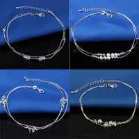 Venta caliente Estampado 925 Sterling Silver Toblets Para Mujeres Simple Beads Silver Cadena Ankle Foot Jewelry YD0107